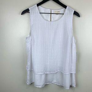 Maison Jules NWT White Layered Textured Tank Large